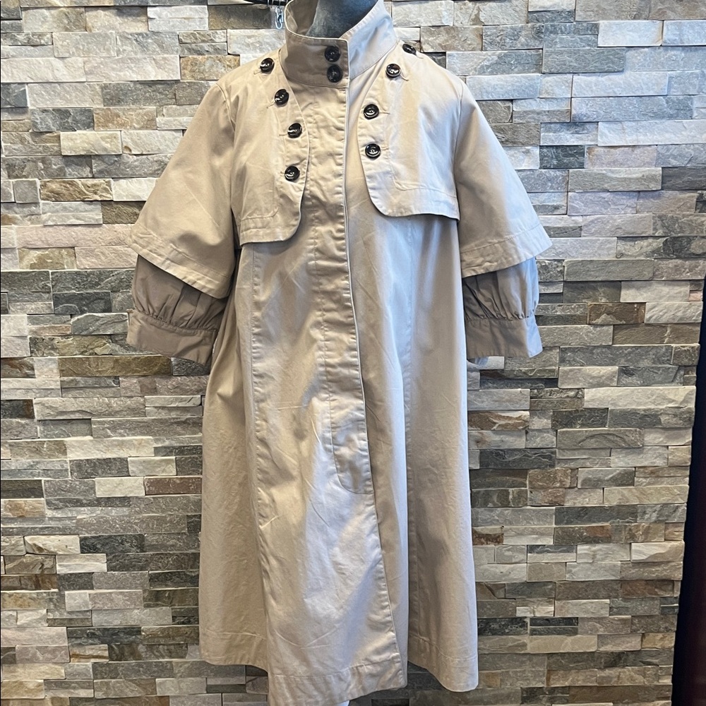 Gracia Fashion Stylish Tan Trench Coat with Button Details